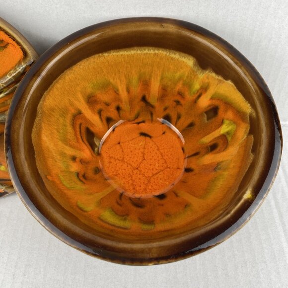 California USA Pottery 64 255 250 2501 Orange Brown Lazy Susan Serving Dish - Picture 3 of 11